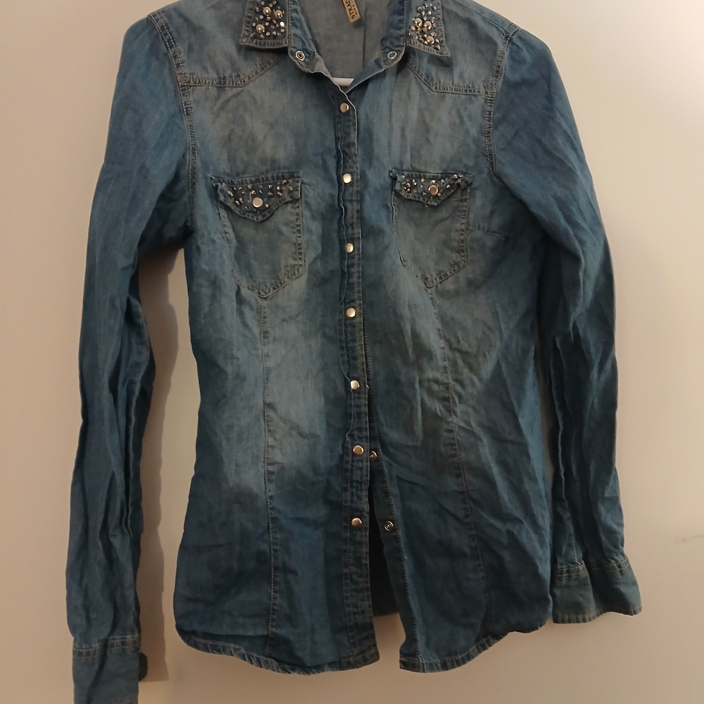 Stradivarius Light Blue Denim Top